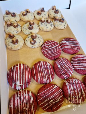 Cookies red velvet et cookies noisette