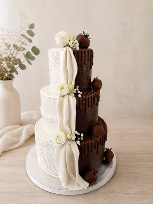 Gâteau de mariage bicolore chocolat