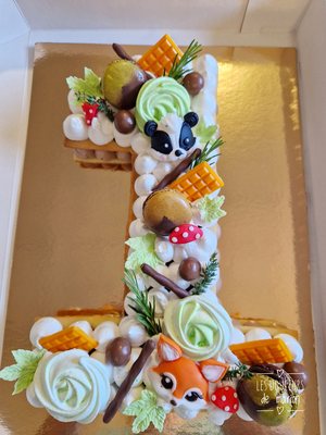 Number cake 1 thème forêt